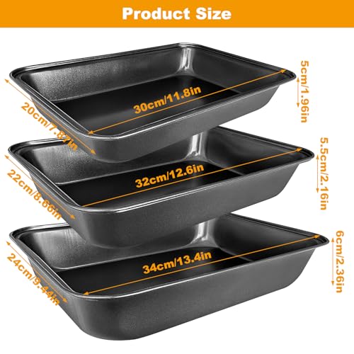Abaigeal Set of 4 Baking Trays, Non Stick Oven Baking Tray, Rectangle Heavy Duty Carbon Steel Oven Tray, PFOA Free Roasting Tin Pans for Baking Food, Dishwasher Safe - Image 3