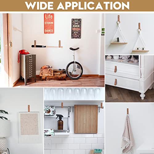 Addgrace 10Pcs Leather Curtain Rod Holder, Pu Leather Curtain Rod Bracket For Hanging Towel, Decorative Leather Strap Wall Hooks, Wall Mounted Leather Loop For Oars Brown 10Pcs 9.8" #TOP4