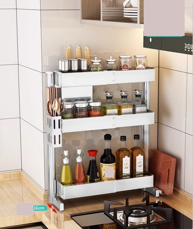 大人気 調味料ラック 3段式 スパイス キッチン 収納 調理器具 ステンレス Amazon｜スパイスラック調味料ラックキッチン 収納 3段スパイスジャー