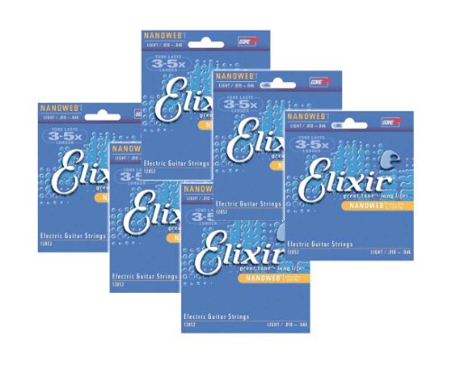 Elixir Strings 12052 Nanoweb Electric Strings .010-.046w Light - 6-Pack