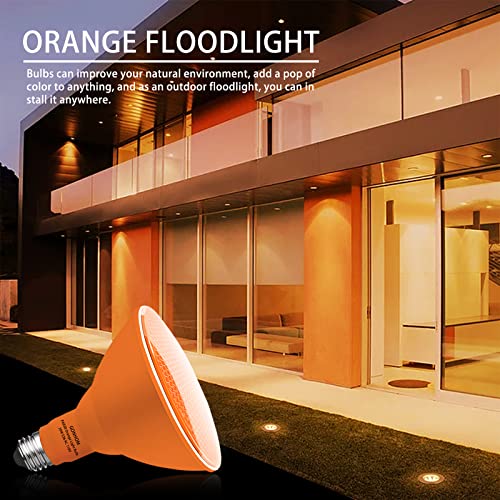 Gonhom PAR38 Flood Lights Outdoor,Dimmable LED Flood Light Bulbs,20W(Equivalent to 200W),E26 Base,Outdoor Porch,Holiday Lighting,LED Flood Light Bulb for Halloween,Christmas,2 Pack Orange by Gonhom - Used condition - Image 7