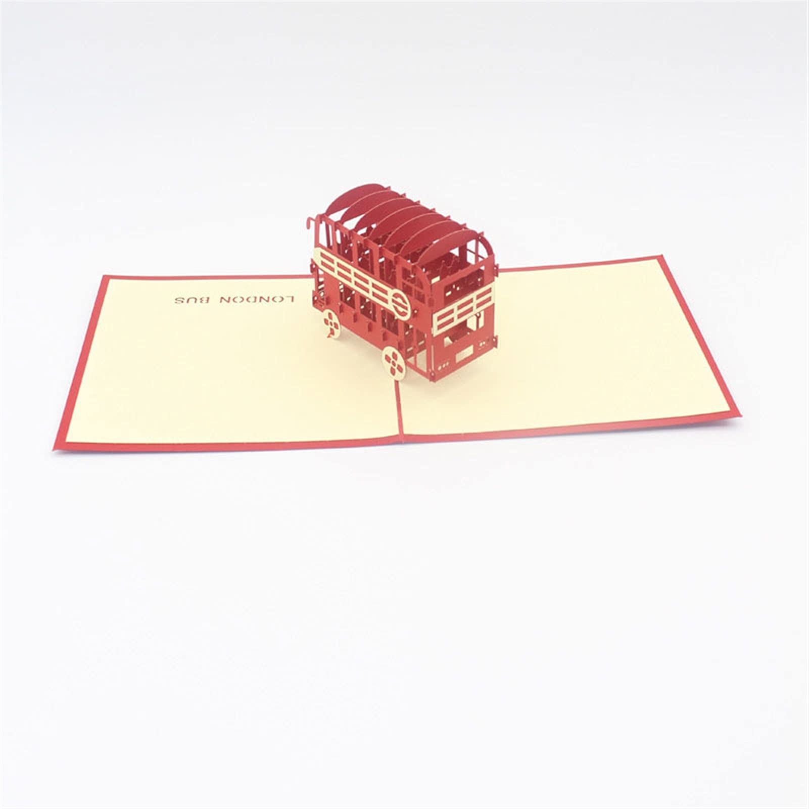 Grußkarte Festival Segen Grußkarte 3D Laserschnitt Handgemachte Schnitzerei Rot Doppeldeck Bus Papier Einladung Grußkarten Postkarte Kreatives Geschenk Tourismus Souvenir Geburtstagskarte