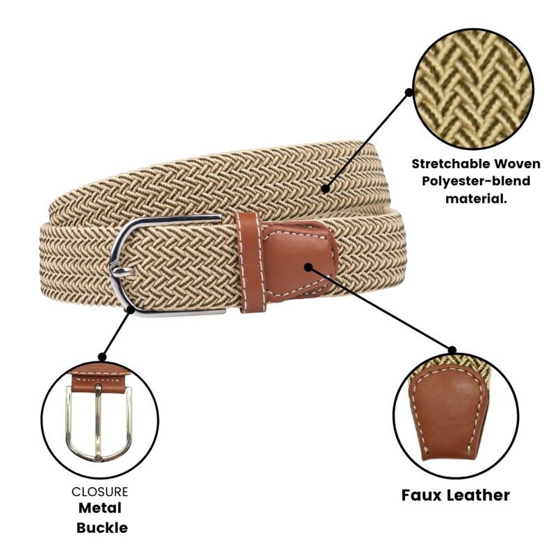 Image of The Tie Hub Unisex Stretchable Woven Fabric Belt | Adjustable, Hole-Free Design | Fits Up to 40 Inches Waist