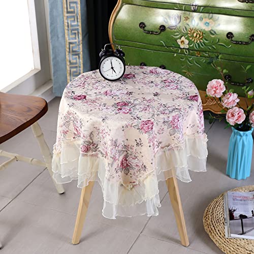 Elegante mantel cuadrado de encaje vintage europeo rústico lavanda floral bordada cubierta de mesa decoración del hogar para cocina, cenas fiestas sala de estar 90x90cm Cover