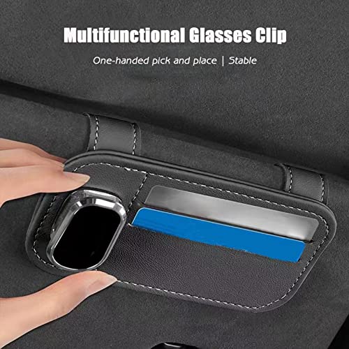 viseira carro | Suporte óculocarro universal,Suporte óculosol couro universal multi bolso para carro