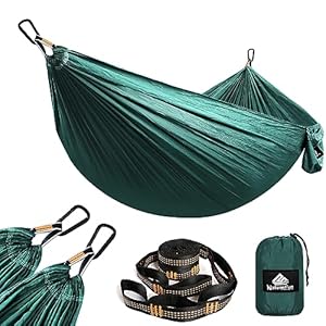 NATUREFUN Hamac Ultra-léger de Voyage Camping | 300 kg Capacité de Charge,(275 x 140 cm) Nylon à Parachute| 2 x Mousquetons de qualités, 2 x Sangles de Nylon| pour Jardin d&rsquo;interieur/extérieur