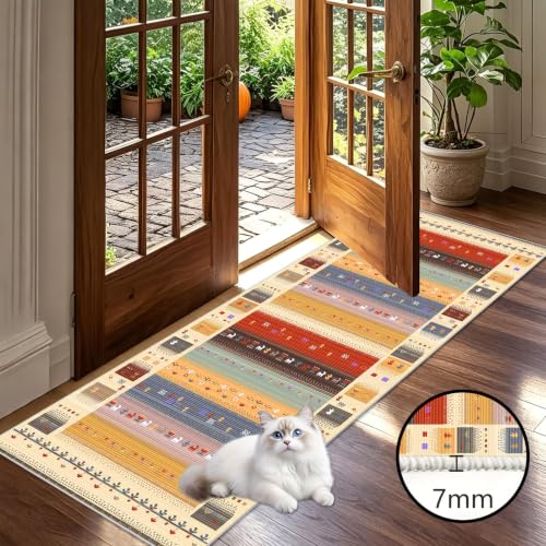 Alfombra de cocina de 60 x 130 cm lavable y antideslizante de pelo corto para comedor 4