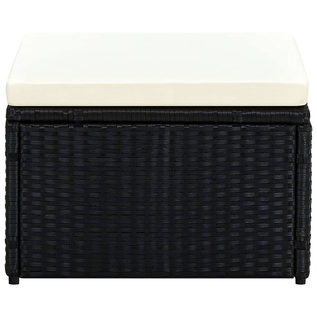 vidaXL Tabouret Repose-Pied Siège de Jardin Siège de Patio Terrasse Extérieur Arrière-Cour Résistant aux Intempéries Résine Tressée Noir