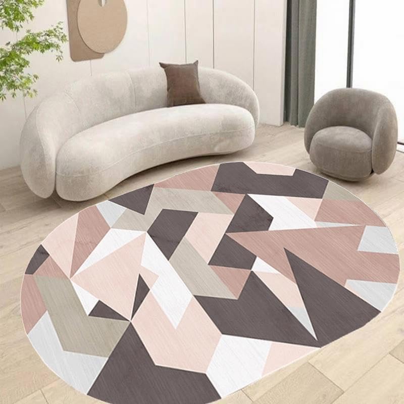 Tapis ovale lavable et antidérapant multicolore 160x230 cm pour salon