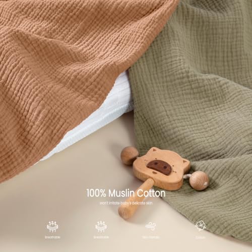 Image of lulumoon Muslin Bassinet Sheets 3Pack: Fitted Most Bedside Sleeper Mattress | Soft Cotton Bassinet Mattress Sheets for Baby - 33x21 inch Flexible Fit for Baby Delight Dream on Me and Other Rectangle pads