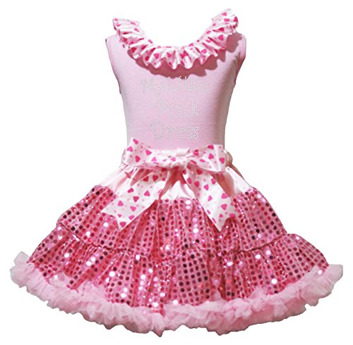 Vestido de disfraz rosa para niña de 1 a 8 años con lazo y falda con lentejuelas