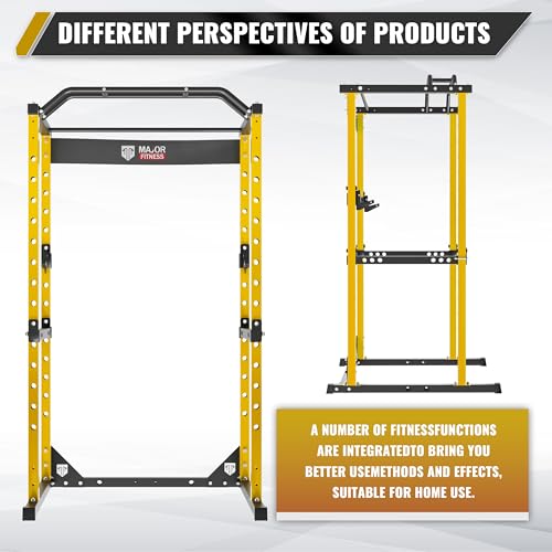 Major Fitness Power Cage, F16 Squat Rack All-in-One 1200lbs Capacity Power Rack with Attachment for Home Gym, Weight Cage