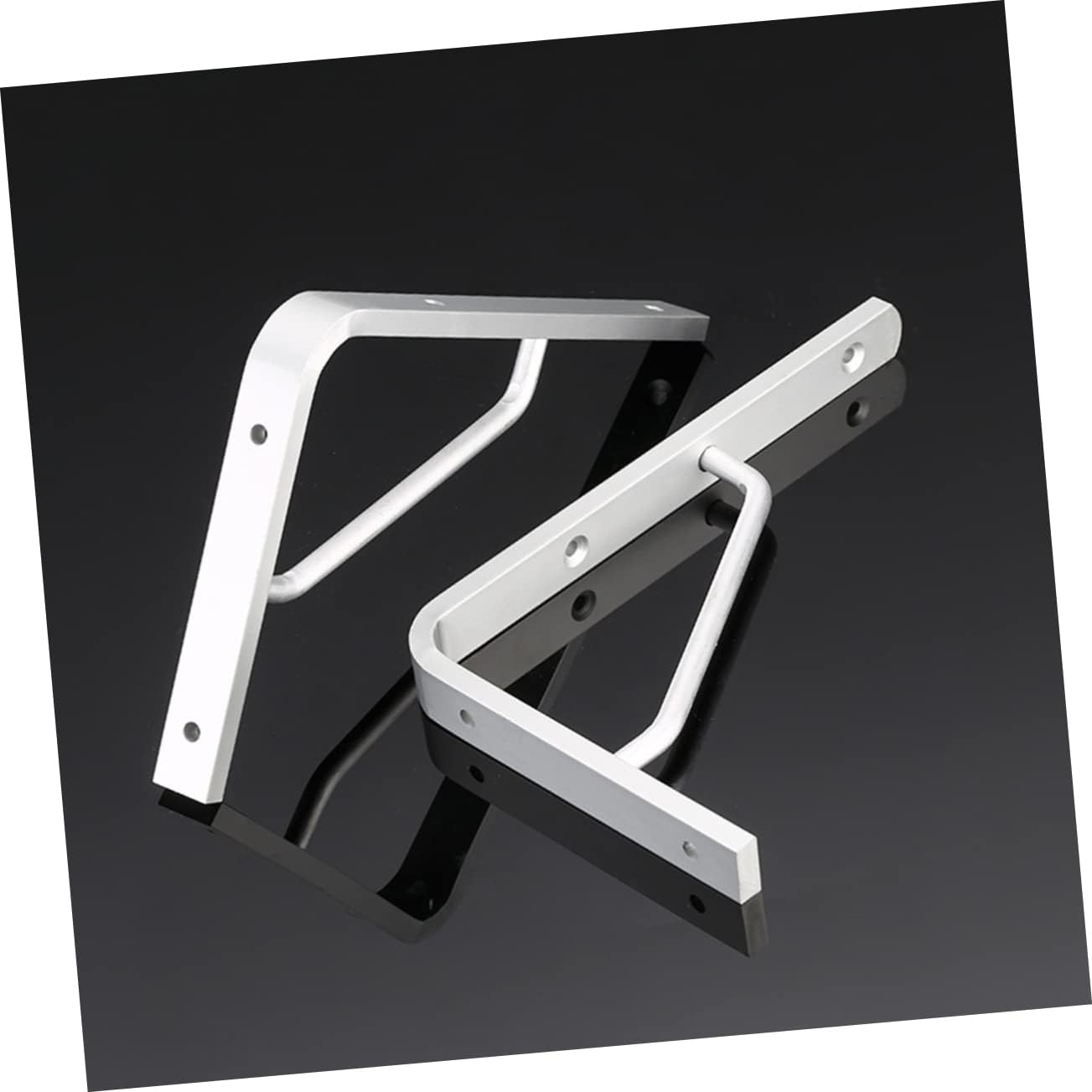 Generic 2pcs Heavy Duty Aluminium Alloy Shelf Brackets Triangle Support Bracket for Wall Mounted Shelves Kitchen Bathroom Office and Home Use