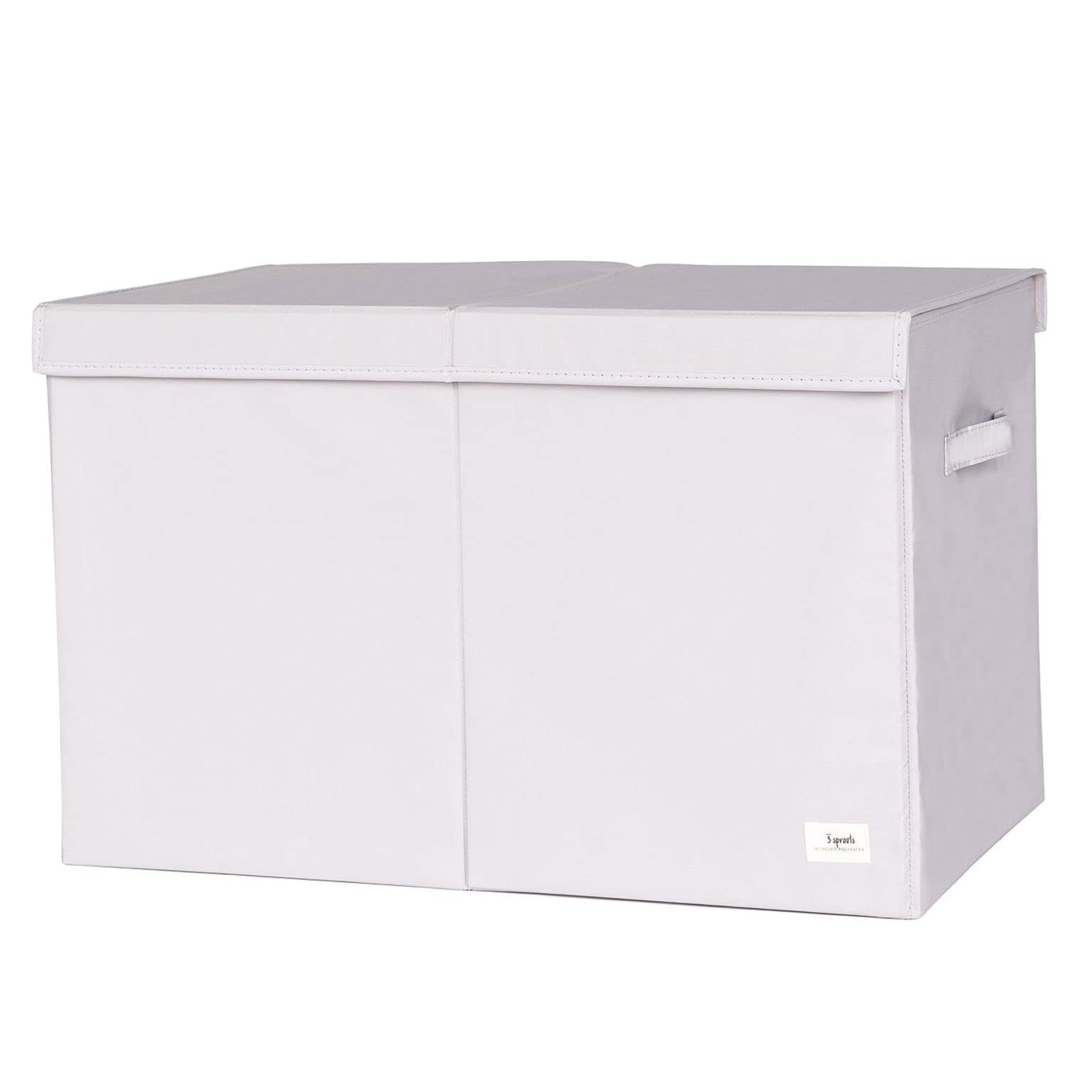 3 Sprouts Women's Light Grey Recycled Fabric Toy Chest, Extra Large With Lid, Solid Grey