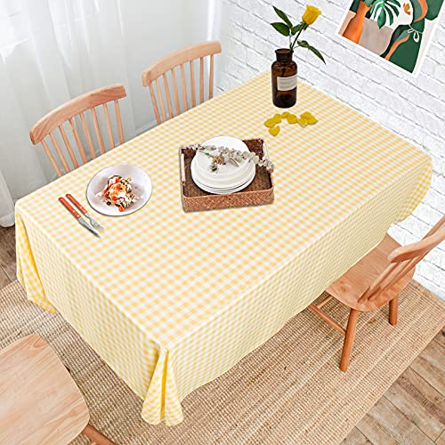 Buffelo Check Table Cloth Check Tablecloth Linen Buffalo Check Tablecloth Rustic Tablecloth (54*54", Yellow And White) #TOP5