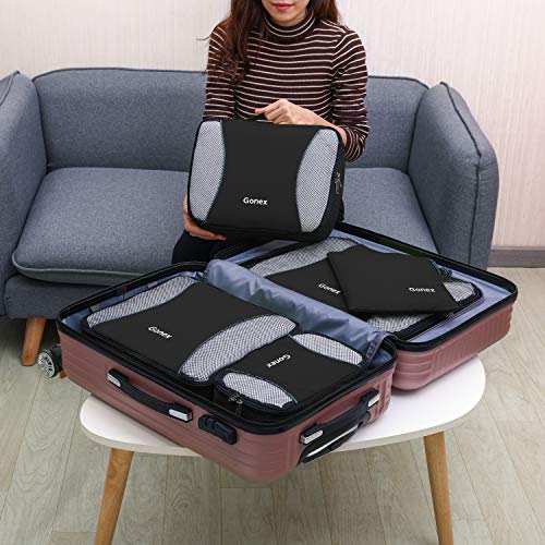 Gonex Packing Cubes 9 Set Travel Luggage Organizer with Laundry bag Black