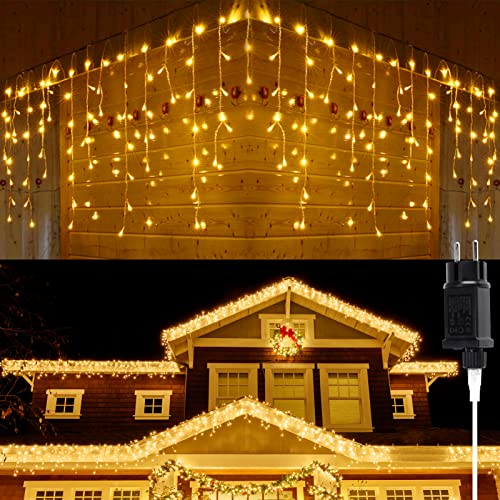 ESMART Cortina Luces Navidad Exterior 400 LED 10M, Guirnaldas Luminosas de Exterior 8 Modos de Iluminación Impermeable Interior/ Exterior para Decoración Navidad, Fiestas, Hogar, Jardín, Boda Cover