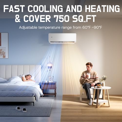 Image of Upstreman 12000 BTU Mini Split AC Heating System, 20 SEER2 230V Mini Split Air Conditioner, Pre-Charged Heat Pump Ductless Inverter System, Up to 750 Sq.Ft, WiFi Control, with Mounting Bracket