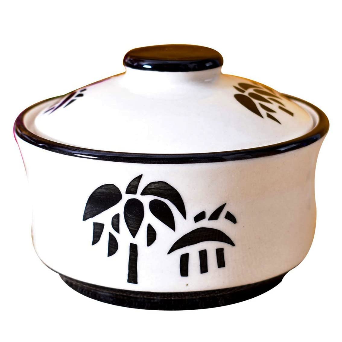 Buy Four Leaf Ceramic Small Serving Bowl with lid 450 ML 1 Piece