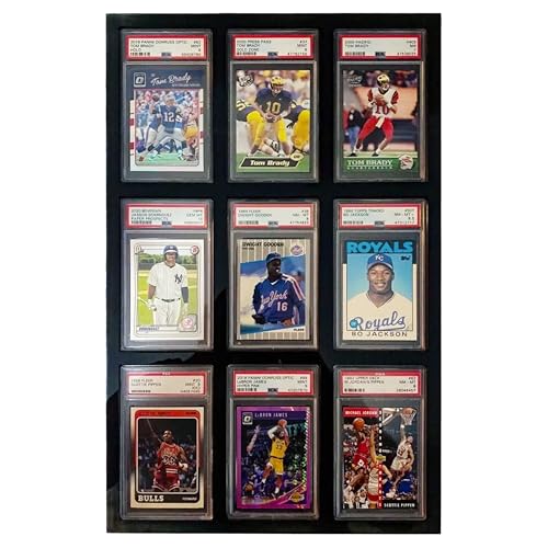 Xtreme Slabs Vitrina de pared para tarjetas deportivas con 9 bolsillos, compatible con tarjetas PSA, CSG, CGC, FCG, pantalla de tarjetas coleccionables, funda para tarjetas graduadas, pantalla de