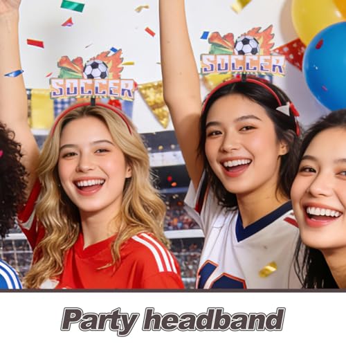 ULTECHNOVO Fußball Fan Stirnband Set 6 Stück, WM 2026 Haarreifen mit Krone, Tröte und Flammen Design, Soccer Deko Deutschland Fanartikel für EM Sportparty und Public Viewing