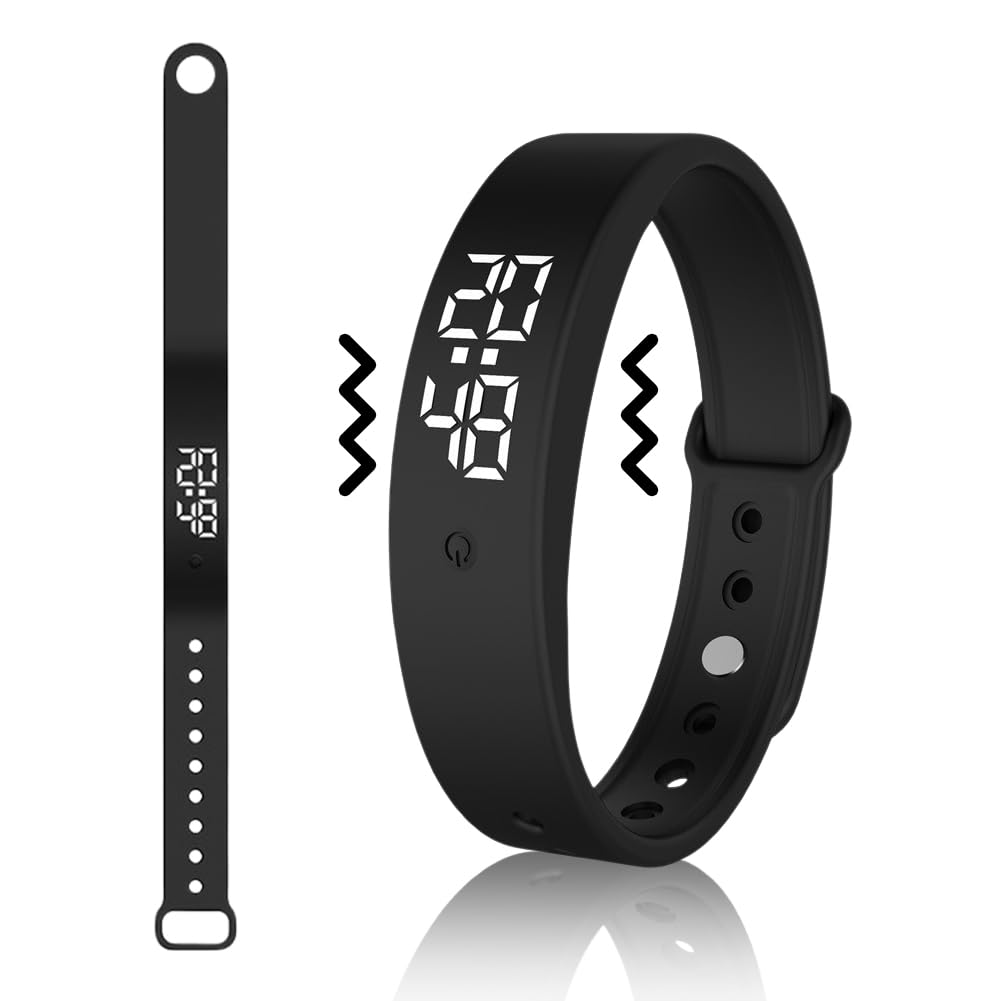 RANJIMA Bracelet Réveil Vibrant Avec Minuterie Et 10 Alarmes - Horloge Pour Enfants, Rappel Médicaments Et Sport