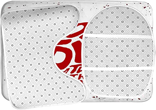 Badezimmerteppich-Set aus 3 Teilen, Love You More Grungy Heart Form Print, waschbare Badteppiche, rutschfest, mit Rückenpolster, Konturteppich und Toilettendeckelbezug – Bild 6