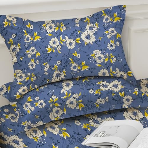 Image of Weave & Decor Super Soft Super Comfortable 144 TC 90x90 inches Printed Cotton Double Bed Bedsheet with Two Pillow Covers
