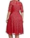 Red Plus Size Dress Women Lace Holiday Chirstmas Party Cocktail Formal Valentines Fall Round Neck A Line Midi Dresses