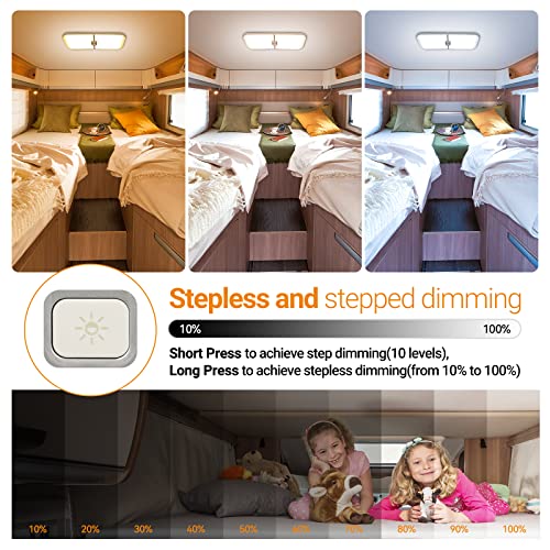 Ct Capetronix Rv Lights Interior, 3 Color Tem Camper Lights, 204 Leds Dimmable 12V Volt Led Lights Fixture, Rv Ceiling Dome Light W Switch For Rv/Camper/Car/Trailer/Boat (Warm Cool Natural White) #TOP4