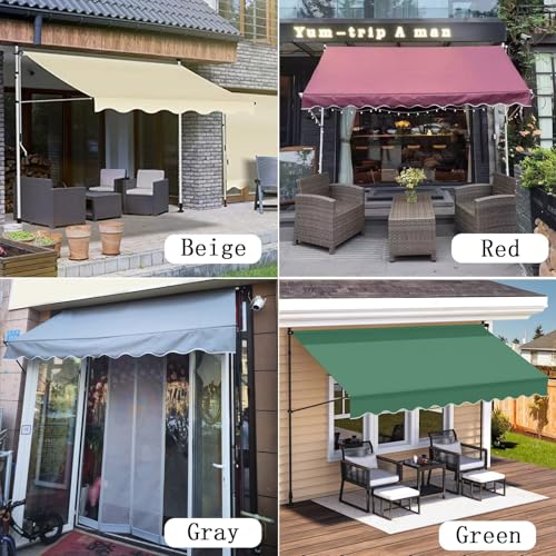 Auvent rétractable manuel rouge abri solaire extérieur réglable pour terrasse - 4