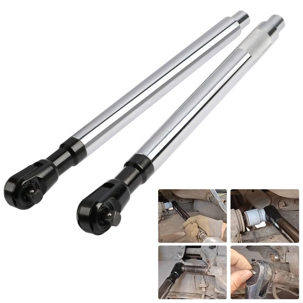 Llave de trinquete extendida de 12 pulgadas con unidad cuadrada de 1/2 pulgada y cuerpo de cromo vanadio para una transmisión de potencia eficiente (estilo moleteado)