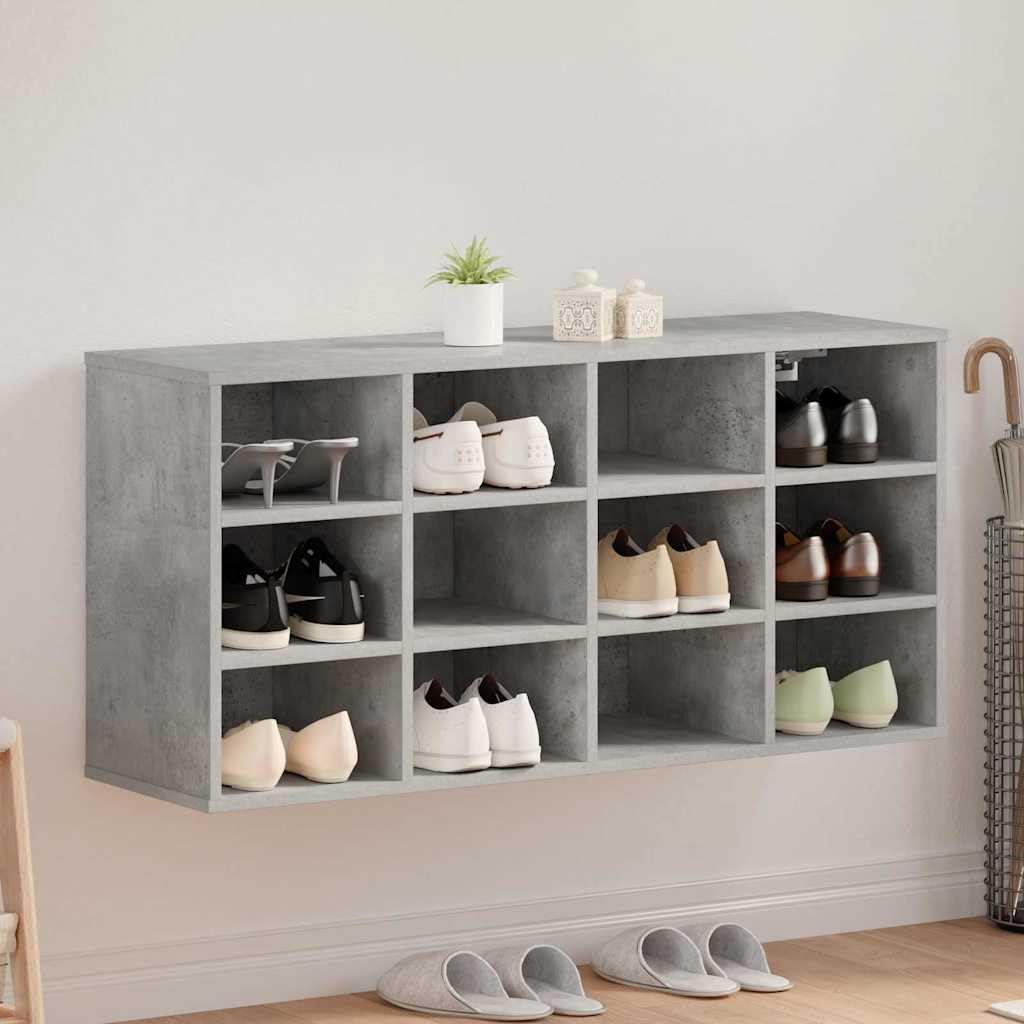 Banc à chaussures gris béton 103 cm meuble de rangement entrée