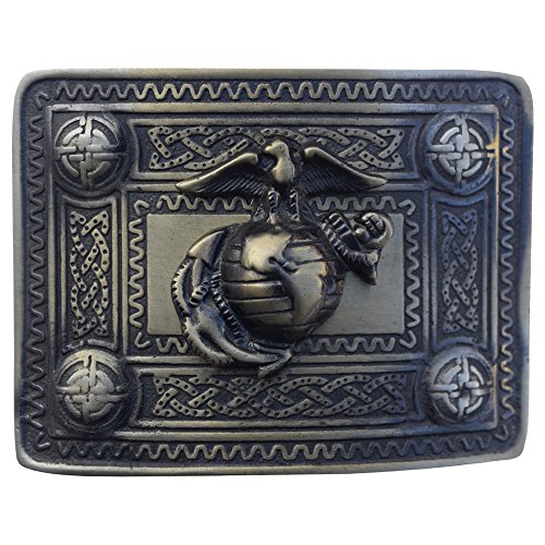 Aar scoittsh kilt belt buckle with u s marine badge antique finis…