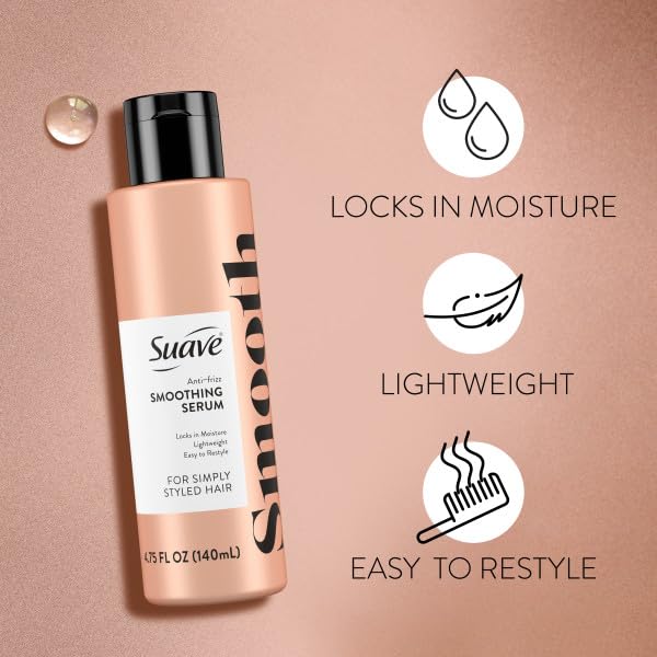 Suave Anti Frizz Hair Serum, Anti Frizz Hair Products For Easy Styling, 4.75 oz (Pack of 12)