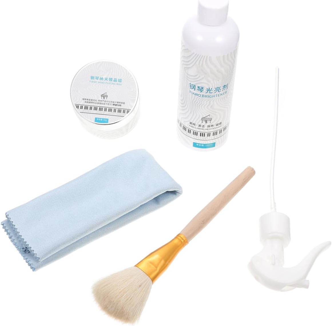 Piano Care Kit with Polishing Wax Microfiber Cleaning Cloth and Brush Essential Supplies for Piano Lovers and Musicians to Maintain Shine and Cleanliness