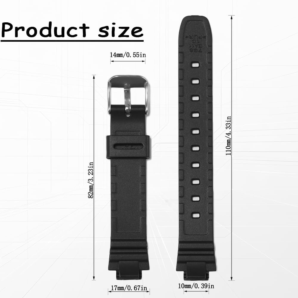14mm Resin Replacement Strap Compatible with Casio LA20WH Series Women Band