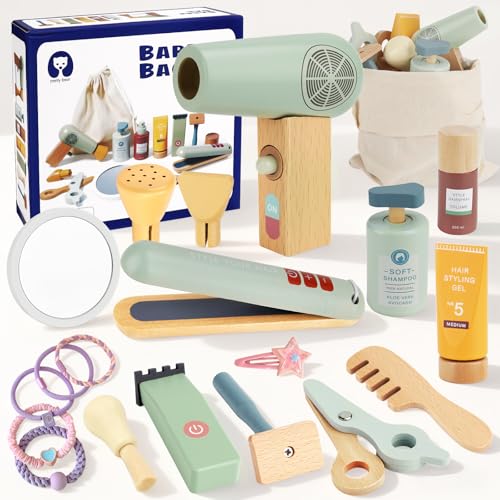 ZUSUZU Set Parrucchiera Bambina,Set da Parrucchiere per Bambini,Kit Parrucchiera Bambini con Asciugacapelli Piastra per Capelli Pettine Specchio,Set da Gioco Parrucchieri per Bambinis 3 Anni+
