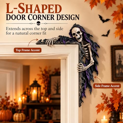 Halloween Door Corner Wooden Decor, L Shaped Gothic Door Topper，Skeleton - image 7