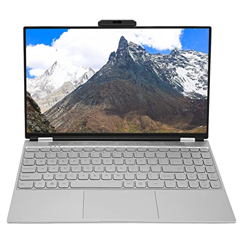 ASHATA 15,6-Zoll-Laptop, Full HD-Laptop-PC, 2,4 G 5 G WiFi Quad Core Quad-Thread 1920 X 1080 180-Grad-Flip-Laptops mit Tastatur mit Hintergrundbeleuchtung (16G+64G EU-Stecker)