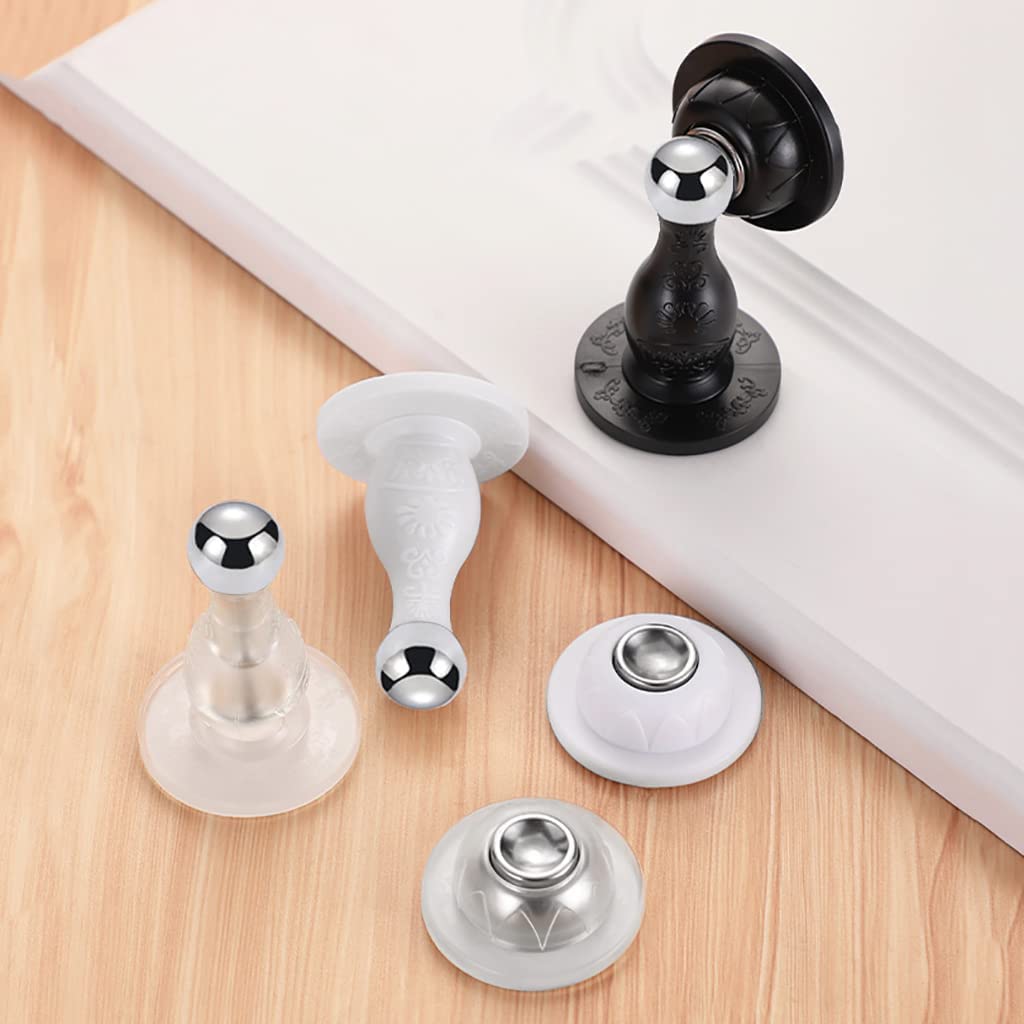 topes de Puerta, Tope de Puerta, Piso magnético montado en la Pared Silicona Acero Inoxidable Autoadhesivo, Soporte Resistente(Transparent)