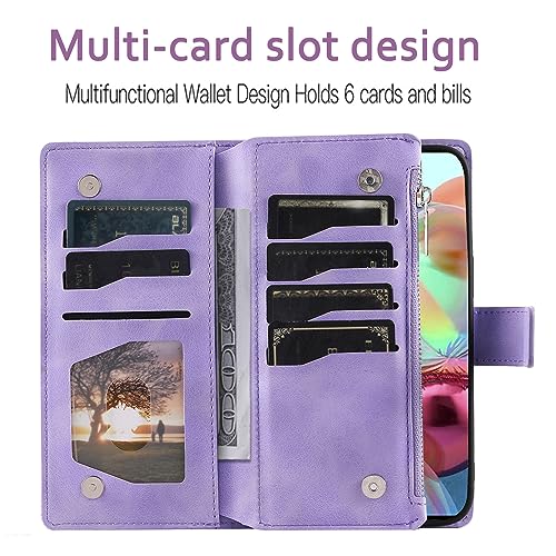 Funda Samsung Galaxy A71 4G para salir sin bolso con tarjetero y correa morada 5