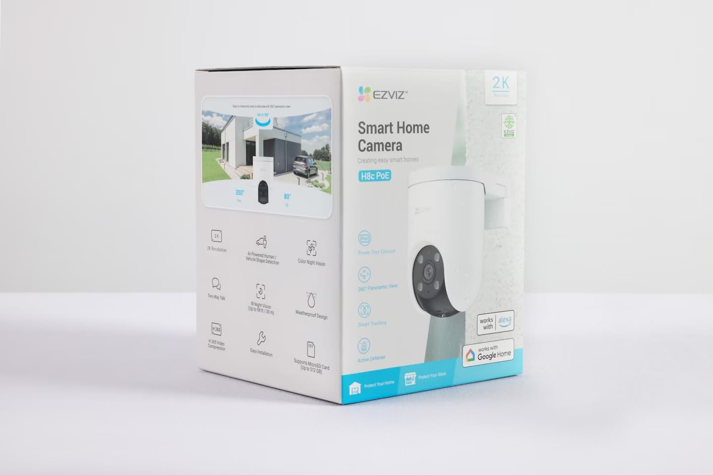 EZVIZ H8c Poe 2K Cámara de Seguridad WiFi para Exteriores Panorámica 350º Visión Nocturna