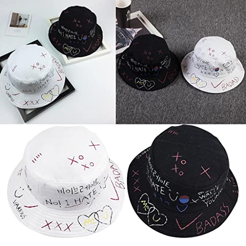 Baoblaze 2x Graffiti Folding Bucket Hat Chapéu de Sol Ao Ar Livre Primavera Hip Hop Bucket Cap