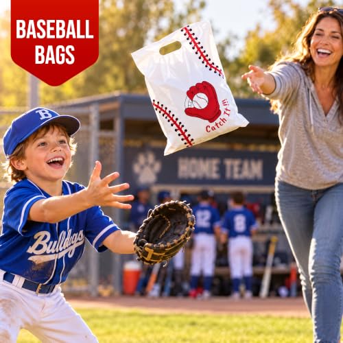 Image of 9 inchx12 inch Baseball Goodie Bags for Team, Baseball Party Bags 100 Pack
