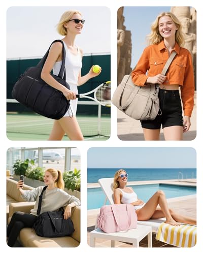 BAGSMART Bolsa de deporte para mujer, bolsa de viaje de 24 l, impermeable, bolsa de viaje, equipaje de mano, gimnasio, clínica, bolsa de hospital, bolsa de hospital con PVC para fitness, natación - imagen 6