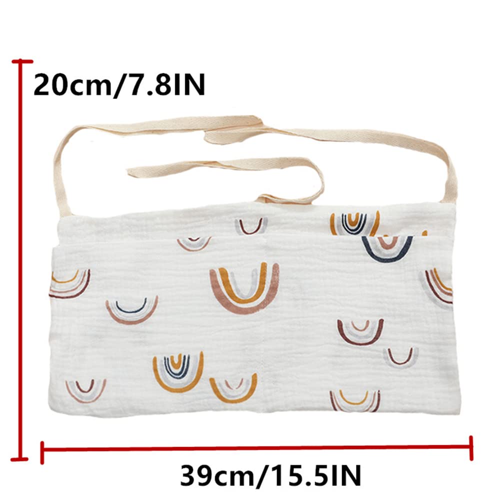 Sac De Rangement Suspendu Pour Lit Bébé - 2 Poches, Motif Ours, Crêpe Coton - Organisateur Jouets & Vêtements