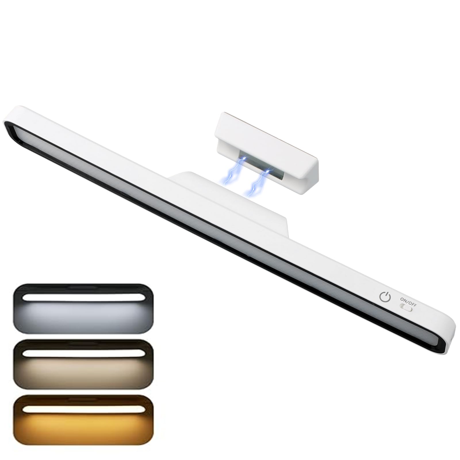 Vesaneae Luz LED Armario, Luz LED Cocina Bajo Mueble, Luz Armario Recargable, Luces LED sin Enchufe, Barra LED USB, Brillo Regulable con 3 Colores, Luz LED Magnética 1200mAh para Cocina Armarios