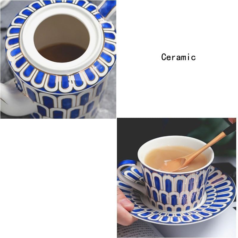 Bone China Coffee Pot Set European Red Tea Sets Ceramic