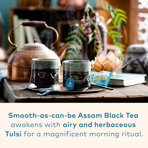 Image of Organic India Tulsi Breakfast Herbal Tea - Holy Basil, Stress Relieving & Awakening, Immune Support, Adaptogen, Vegan, USDA Certified Organic, Non-GMO, Caffeinated - 18 Infusion Bags, 1 Pack